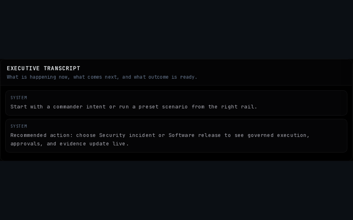 Runtime V3 executive transcript proving governed execution