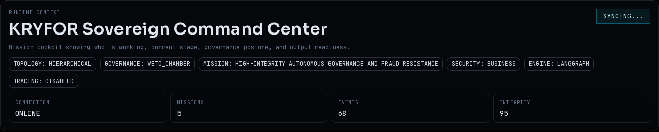 Runtime V3 mission context with governance boundaries